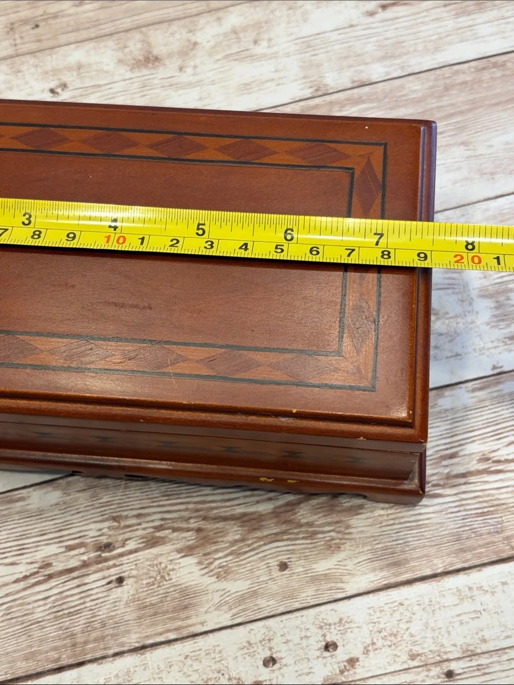 Wooden Jewelry Box with Mirror - Brown & Cream